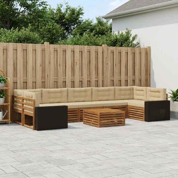 vidaXL Buiten bankenset 8 st Natuurlijk en Beige, Verzenden, Nieuw
