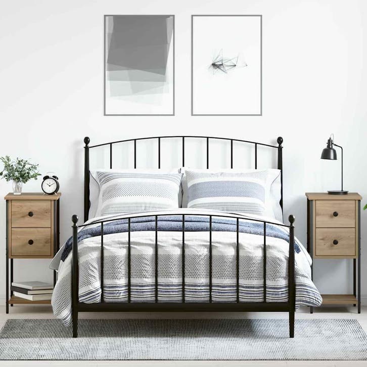vidaXL Nachtkastje 2 st artisanaal eikenkleurig 32 x 42 x 70, Huis en Inrichting, Slaapkamer | Nachtkastjes, Nieuw, Minder dan 45 cm