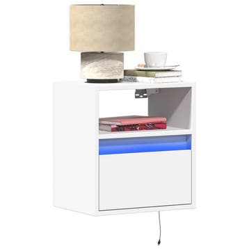 vidaXL Nachtkastje met LED-verlichting wandgemonteerd wit, Minder dan 45 cm, Verzenden, Nieuw, Minder dan 55 cm