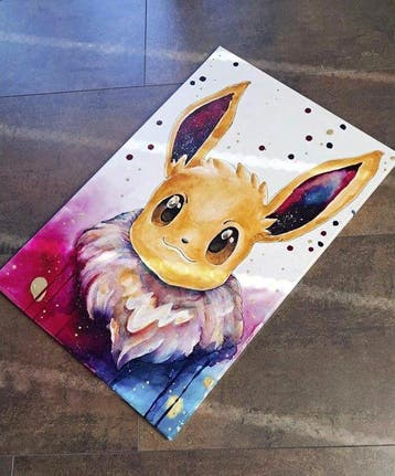 Christina Rudnick - Pokémon Evoli Eevee Original Gemälde 40, Nieuw