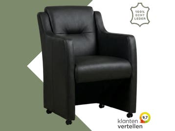 Leren eetkamerstoel Mass - Granada Black (zwart) - Met, Huis en Inrichting, Stoelen, Eigentijds, Modern, Zwart, Nieuw, Leer