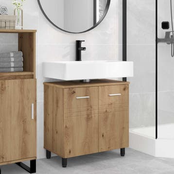 vidaXL Badkamer Waskom Artisanaal eiken 60 x 35 x 60 cm, Verzenden, Nieuw