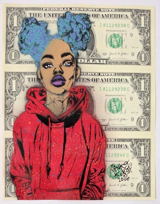 Jinks Kunst - JESSIKA 3 X 1$, Antiek en Kunst, Kunst | Designobjecten