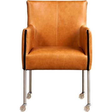 Set van 4 Leren eetkamerstoelen More - Vintage Cognac, Ophalen of Verzenden, Nieuw, Leer