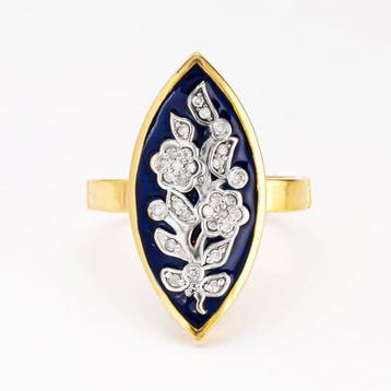 Zonder minimumprijs - Ring 18-karaats goudlaag, Zilver, Nieuw