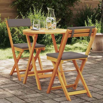 vidaXL Tuin eettafelset 3 st Olie naturel Massief Acaciahout, Verzenden, Nieuw, 3 zitplaatsen