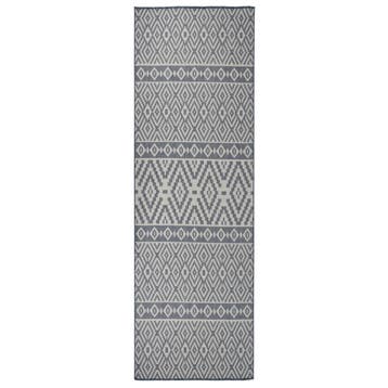 vidaXL Buitenkleed met patroon platgeweven 80x250 cm blauw, Verzenden, Nieuw, Blauw