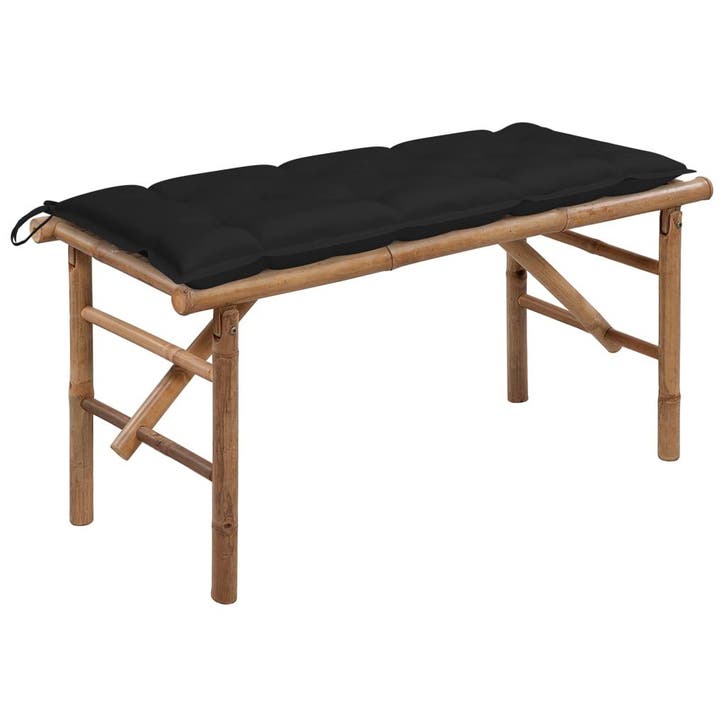 vidaXL Tuinbank inklapbaar met kussen 118 cm bamboe, Tuin en Terras, Tuinbanken, Nieuw, Hout, Verzenden