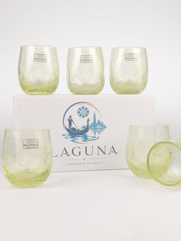 LAGUNA - Drinkservies (6) - gecrackt - Muranoglas - 6 GA