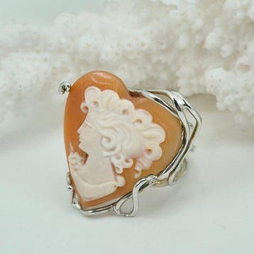 Zilver - Ring - Handgesneden camee