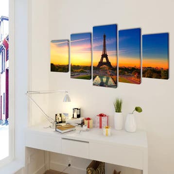 vidaXL Canvas muurdruk set Eiffel toren 200 x 100 cm, Huis en Inrichting, Verzenden, Nieuw