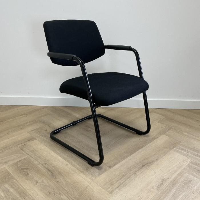 sitland Uni vergaderstoel / sledestoel, zwart, Huis en Inrichting, Stoelen, Eén, Zwart, Gebruikt, Stof, Ophalen of Verzenden