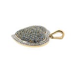 Gouden hart hanger met blauwe moissanite en diamanten; ca..., Sieraden, Tassen en Uiterlijk, Bedels, Ophalen of Verzenden, Gebruikt