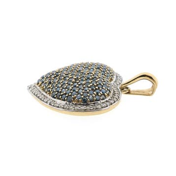 Gouden hart hanger met blauwe moissanite en diamanten; ca..., Ophalen of Verzenden, Gebruikt, Goud, Overige merken
