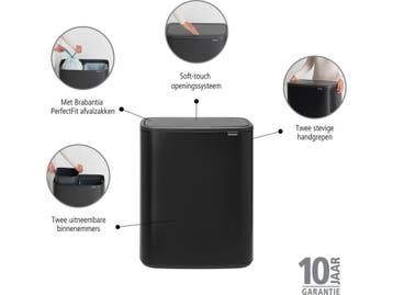 Brabantia Bo Touch Bin - Prullenbak - 2 x 30 liter - Soft, Verzenden, Zo goed als nieuw