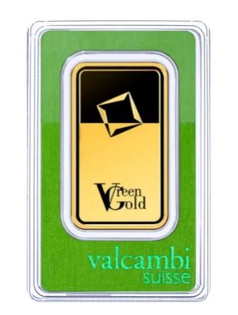 100 Gram Valcambi Green goudbaar met certificaat, Verzenden, Goud