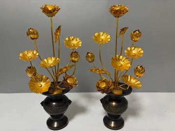 (Groot/11 bloemen/bladeren) Een paar Jyôka  (vergulde