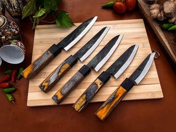 Keukenmes - Kitchen knife set - 715 - Staal, Hout,