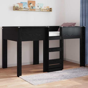 vidaXL Bunk Bed voor Kinderen Zwart Eiken 80 x 200 cm, Eenpersoons, Verzenden, Zwart, Nieuw