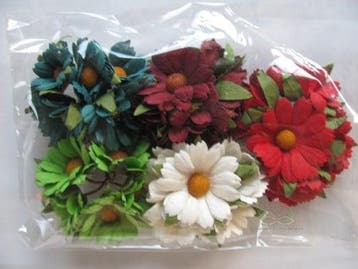 Mulberry Chrysantjes Christmas mixed ca. 40 mm pak 25 stuks, Hobby en Vrije tijd, Knutselen, Ophalen of Verzenden, Nieuw