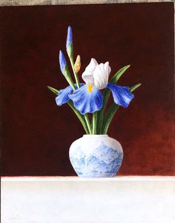 Ruud Verkerk - Chinees vaasje mat blauwe Iris.