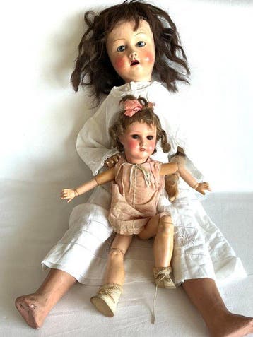 Antieke papier-maché poppen met bewegende ledematen (41 en