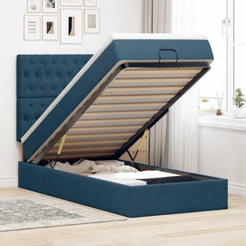 vidaXL Ottoman bed met matrassen 100x200cm fluweel, 100 cm, Eenpersoons, Nieuw, 200 cm