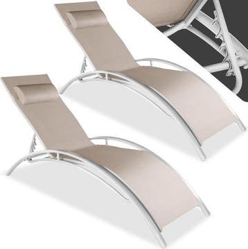 2dekans | tectake® set van 2 tuinstoelen ligstoelen -, Ophalen of Verzenden, Zo goed als nieuw