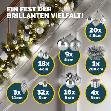 Kerstballen Zilver 103-delig (Kerst artikelen, Interieur), Verzenden, Nieuw