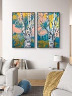 Jana Noldin - Birches in golden atmosphere ( Dittico 80 x 60