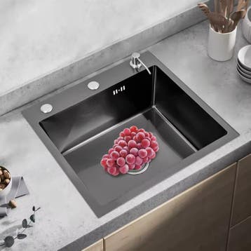 RVS Spoelbak 50x45 cm met Afdruiprek en Zeepdispenser, Huis en Inrichting, Verzenden, Nieuw