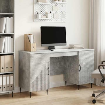 vidaXL Bureau Betongrijs 142,5 x 50 x 75 cm Bewerkt hout, Verzenden, Nieuw