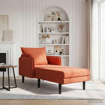 vidaXL Grote chaise longue Rood-oranje Katoenen stof, Verzenden, Nieuw