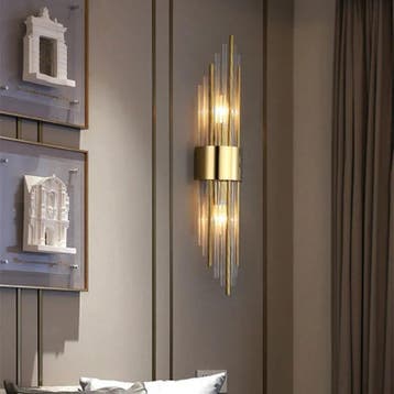 Luxe Gouden LED Wandlamp – RVS &amp; Kristal Verlichting, Verzenden, Nieuw