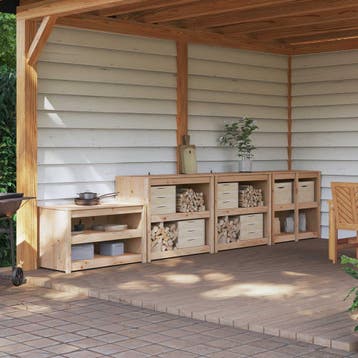 vidaXL Buitenkeukenkast MEPPEL 4 st Natuurlijk Douglas, Verzenden, Nieuw, Bruin