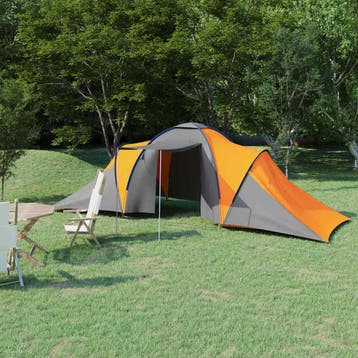vidaXL Tent 6-persoons grijs en oranje, Verzenden, Nieuw, Tot en met 2