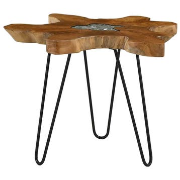 vidaXL Salontafel 70x45 cm massief teakhout en polyresin, Huis en Inrichting, Tafels | Salontafels, 50 tot 100 cm, Verzenden, Nieuw