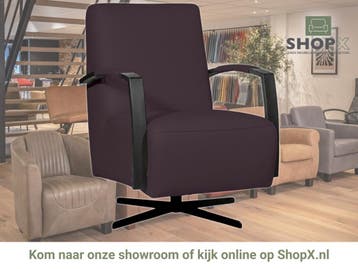 Leren draaifauteuil Mood - Toledo Merlin (donkerpaars) -, Nieuw, Ophalen of Verzenden, 50 tot 75 cm, Industrieel, Modern