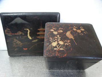 Doos (2) - Hout - Chinoiserie theekistjes, Antiek en Kunst, Curiosa en Brocante