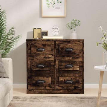 vidaXL Dressoir 70x35,5x67,5 cm bewerkt hout gerookt, Huis en Inrichting, Verzenden, Nieuw, Overige houtsoorten, Minder dan 50 cm