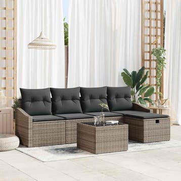 vidaXL Bankstel 5 st poly rattan, Verzenden, Nieuw, 5 zitplaatsen