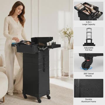 Professionele Make-up Koffer met Aluminium Frame - 5-in-1 Or, Verzenden, Nieuw
