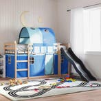 vidaXL Stapelbed met glijbaan en gordijnen blauw 90x190 cm, 90 cm, Eenpersoons, Nieuw, 190 cm of minder