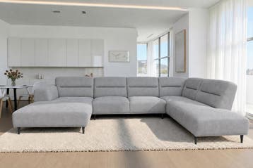 U-Bank Bloemendaal - u-banken - Grijs, Nieuw, 150 cm of meer, Stof, 300 cm of meer