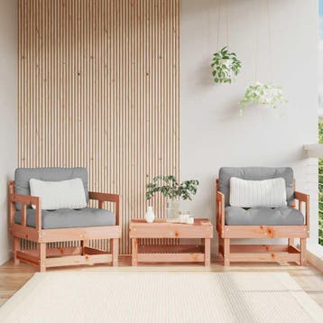 vidaXL Tuinstoelen 2 st met kussens massief douglashout, Tuin en Terras, Verzenden, Nieuw, Tuinset