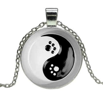 Fako Bijoux - Ketting - Cabochon - Yin Yang - Pootjes Ring, Verzenden, Nieuw