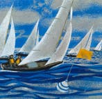 Yves Ganne (1931-2019) - Marine - Regates - Voiliers en, Antiek en Kunst