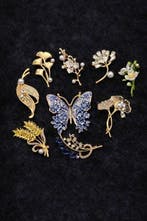 Set van 9 vintage broches – circa 1960–1980, Europa –