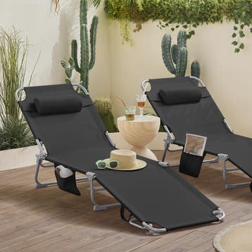 Set van 2 Loungestoelen - Opvouwbaar, Comfortabel met Kussen, Verzenden, Nieuw