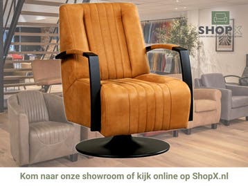 Leren draaifauteuil Galaxy - Kenia Cognac (cognac) -, Nieuw, Ophalen of Verzenden, 50 tot 75 cm, Industrieel, Modern